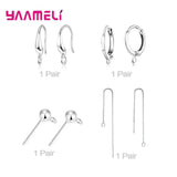 925 Sterling Silver Thread Hoop Stud Earrings Findings DIY Accessories