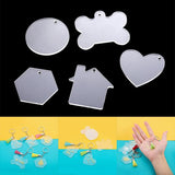 10Pcs/Lot Clear Acrylic Blank Keychain Pendants for DIY Jewelry Making