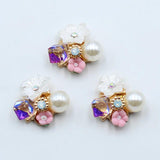 10pcs 21mm Flower Pearl Rhinestone Buckle for DIY Box Greeting Card