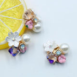 10pcs 21mm Flower Pearl Rhinestone Buckle for DIY Box Greeting Card