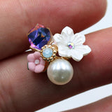 10pcs 21mm Flower Pearl Rhinestone Buckle for DIY Box Greeting Card