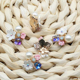 10pcs 21mm Flower Pearl Rhinestone Buckle for DIY Box Greeting Card