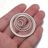 20Pcs Stainless Steel Round Charms Open Back Bezel Blanks