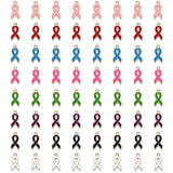 30 Pink/Purple/Red Ribbon Pendants Charms for Breast Cancer Awareness
