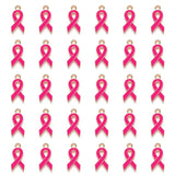 30 Pink/Purple/Red Ribbon Pendants Charms for Breast Cancer Awareness
