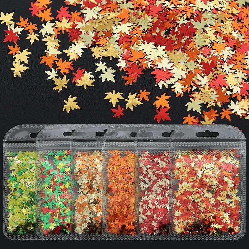 Maple Leaf Glitter Epoxy Resin Holographic Orange Red Sequins UV Resin