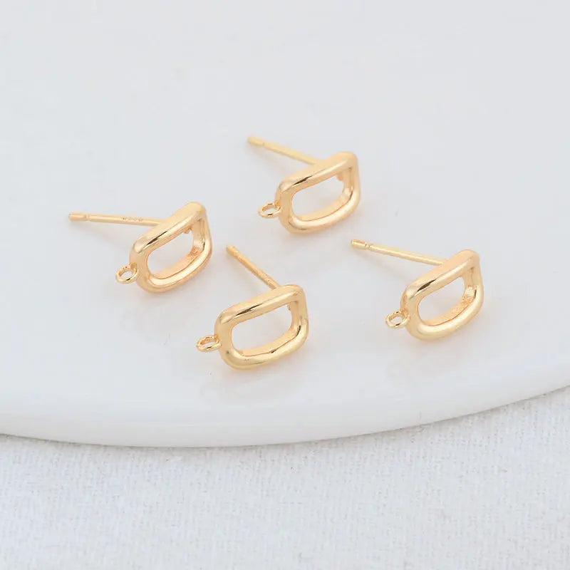 14K Plated Brass Rectangle Stud Earrings Pins High Diy Jewelry Findings