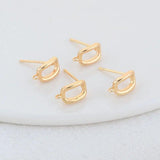 14K Plated Brass Rectangle Stud Earrings Pins High Diy Jewelry Findings