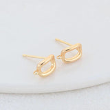 14K Plated Brass Rectangle Stud Earrings Pins High Diy Jewelry Findings