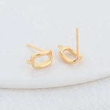 14K Plated Brass Rectangle Stud Earrings Pins High Diy Jewelry Findings