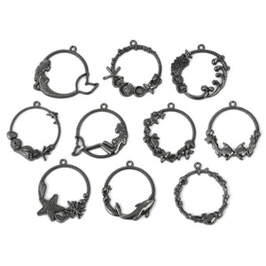 10pcs Alloy Open Bezel Ocean Pendants Charms for DIY Resin Jewelry Making