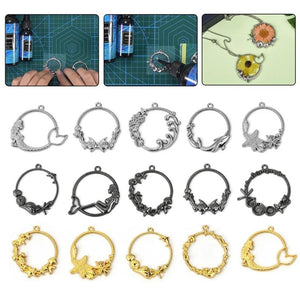 10pcs Alloy Open Bezel Ocean Pendants Charms for DIY Resin Jewelry Making