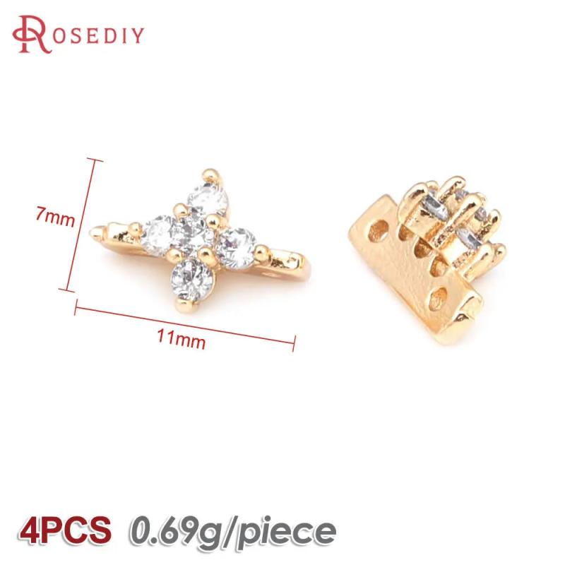 18K Brass Zircon Cross Connect Bracelet Necklace Spacer Beads