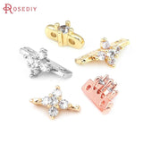 18K Brass Zircon Cross Connect Bracelet Necklace Spacer Beads