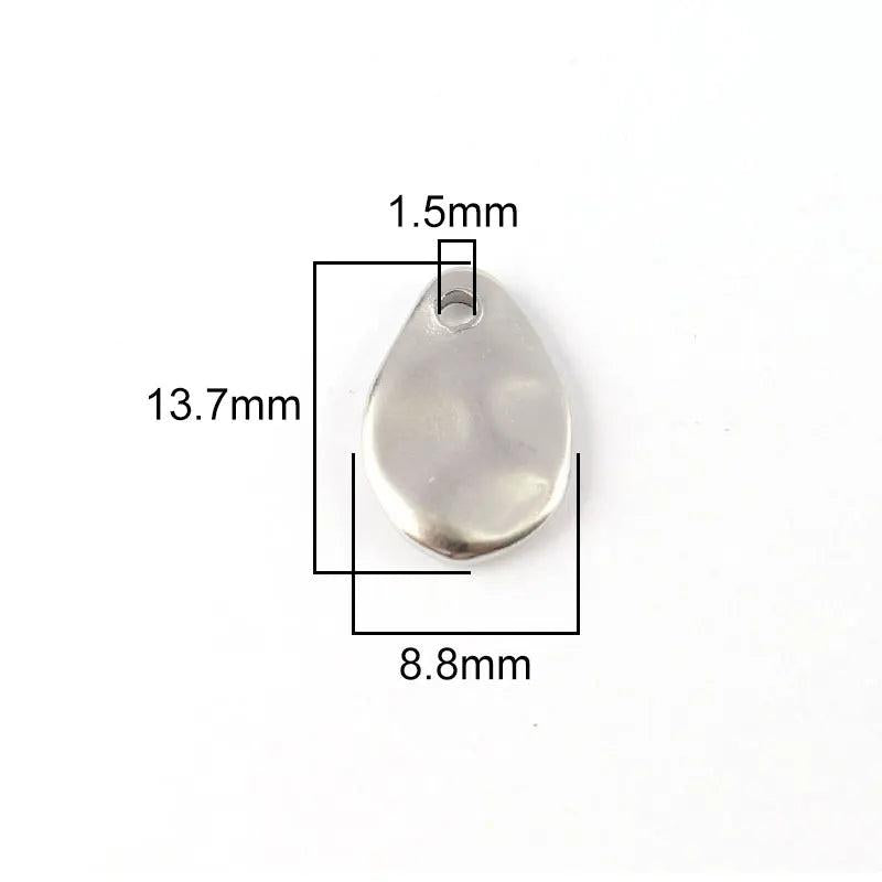 5pcs Stainless Steel Oval Charms DIY Jewelry Making Accessories