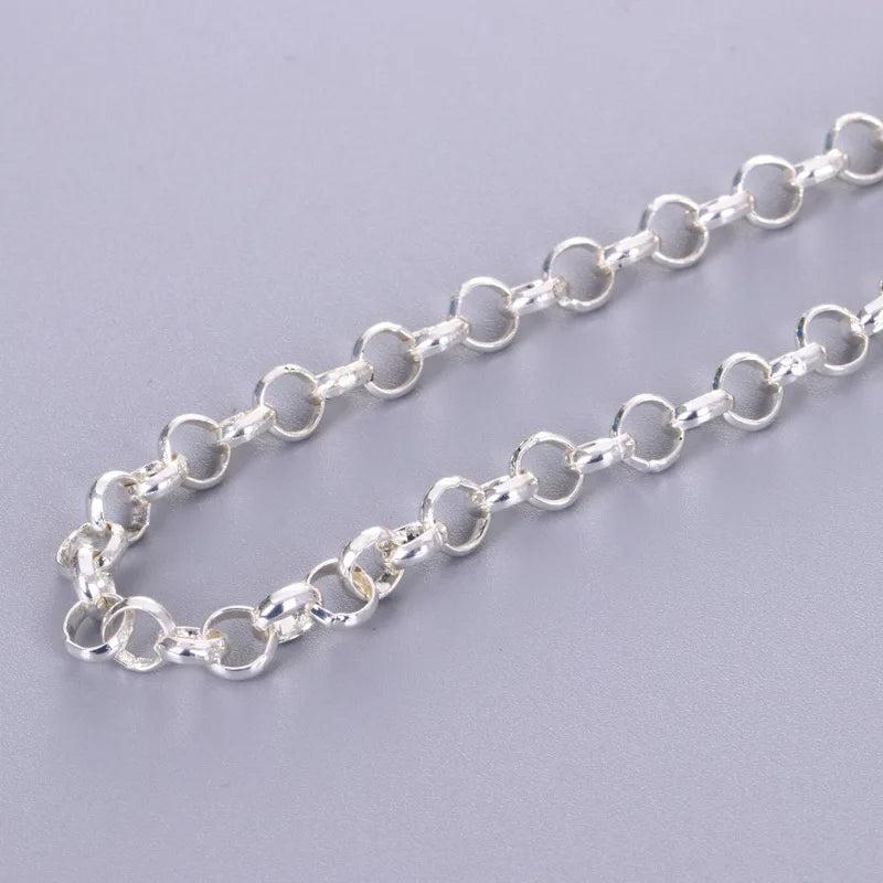 2m Necklace Bracelets Metal Chains 5mm Silver Bulk for DIY Craft Jewelry