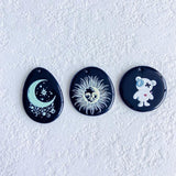 Acrylic Resin Sun Moon Eardrop Necklace Charms DIY Jewelry Supplies 8pcs