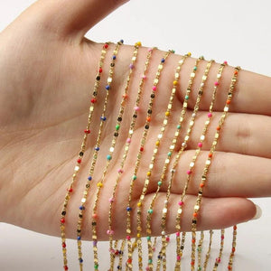 1 Meter Plated Brass Wire Wrapped Rosary Chain for DIY Jewelry Making