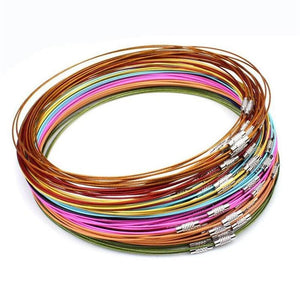 10pcs 46mm Steel Wire Choker Necklace Screw Clasps Wire Cord