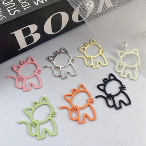 10pcs Colorful Cat Pendant Base for Diy Jewelry Making Findings
