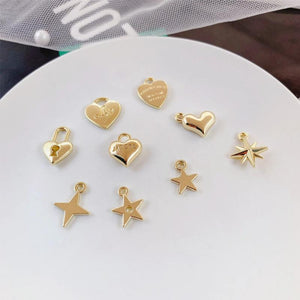 10pcs Love Heart Pendants Star Pendant Charms for Jewelry Making DIY Findings