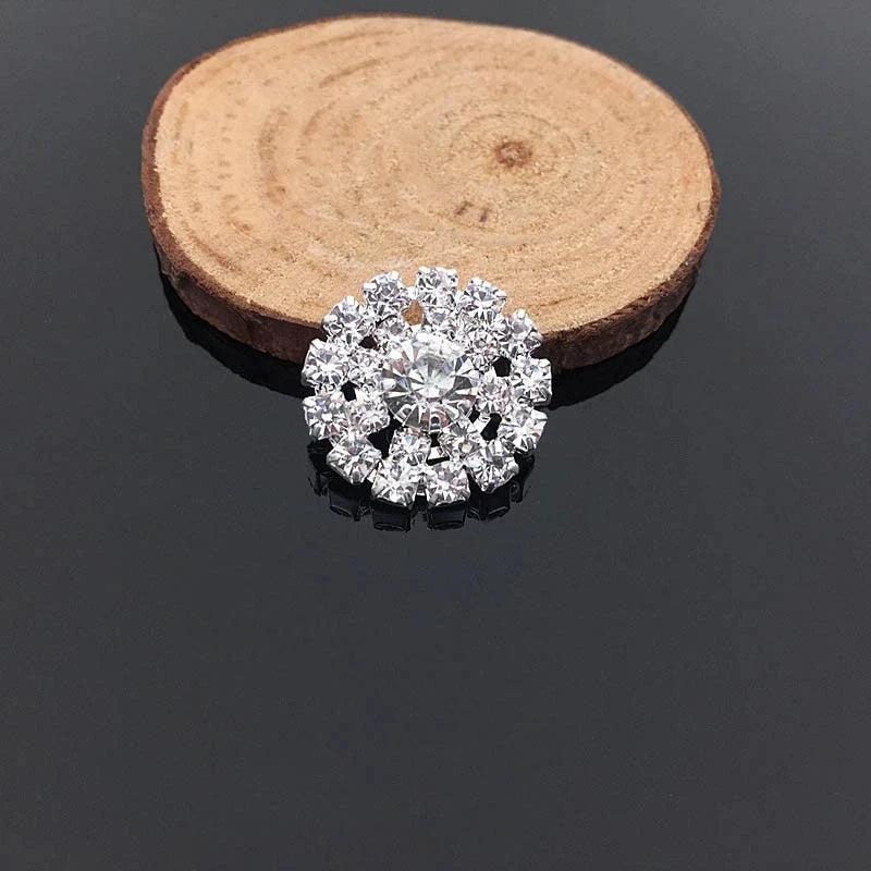 10pcs 20mm Pearl Flower Crystal Buttons Sewing Rhinestones Decoration Silver