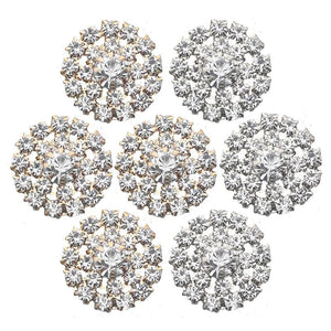 10pcs 20mm Pearl Flower Crystal Buttons Sewing Rhinestones Decoration Silver