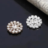 10pcs 20mm Pearl Flower Crystal Buttons Sewing Rhinestones Decoration Silver