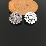 10pcs 20mm Pearl Flower Crystal Buttons Sewing Rhinestones Decoration Silver