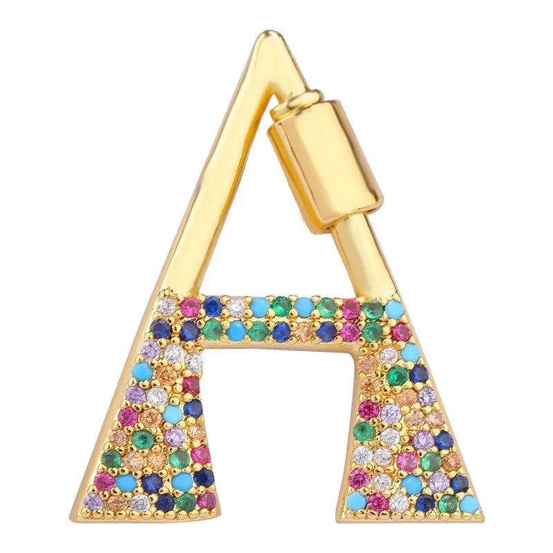 DIY Rainbow Alphabet Initial Letter Pendant Carabiner Fastener