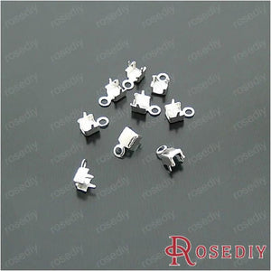 100 Pcs Silver Brass End Fasteners Rhinestone Chains JM4589
