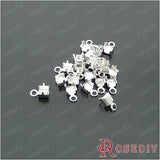 100 Pcs Silver Brass End Fasteners Rhinestone Chains JM4589