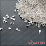 100 Pcs Silver Brass End Fasteners Rhinestone Chains JM4589