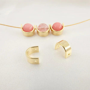 5pcs Brass Half Round Spacer Beads Double Holes Geometry Bead Ring