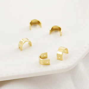 5pcs Brass Half Round Spacer Beads Double Holes Geometry Bead Ring