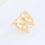 14K Plated Brass Irregular Shaped Stud Earrings Pins
