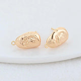 14K Plated Brass Irregular Shaped Stud Earrings Pins