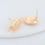 14K Plated Brass Irregular Shaped Stud Earrings Pins