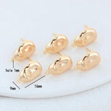 14K Plated Brass Irregular Shaped Stud Earrings Pins