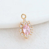 14K Brass & Zircon Flowers Charms Pendants for DIY Jewelry Making