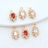 14K Brass & Zircon Flowers Charms Pendants for DIY Jewelry Making