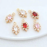 14K Brass & Zircon Flowers Charms Pendants for DIY Jewelry Making