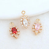 14K Brass & Zircon Flowers Charms Pendants for DIY Jewelry Making