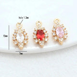 14K Brass & Zircon Flowers Charms Pendants for DIY Jewelry Making