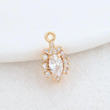 14K Brass & Zircon Flowers Charms Pendants for DIY Jewelry Making
