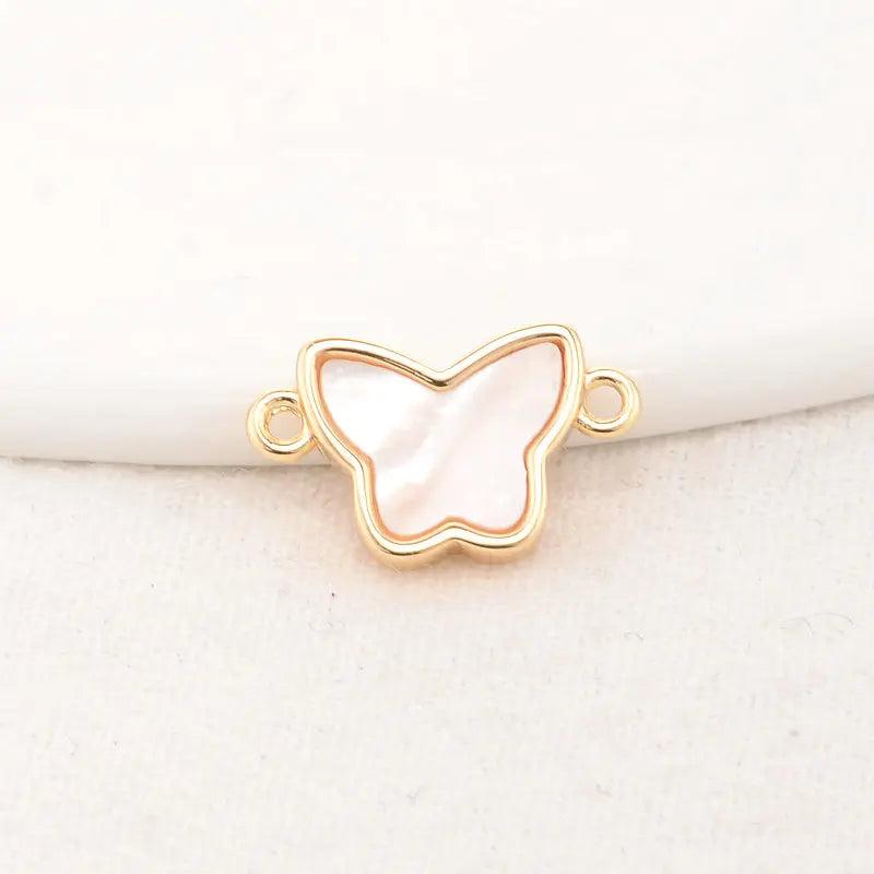 14K Brass Shell Butterfly Connect Charms Necklace Jewelry Making Supplies