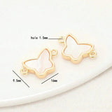 14K Brass Shell Butterfly Connect Charms Necklace Jewelry Making Supplies