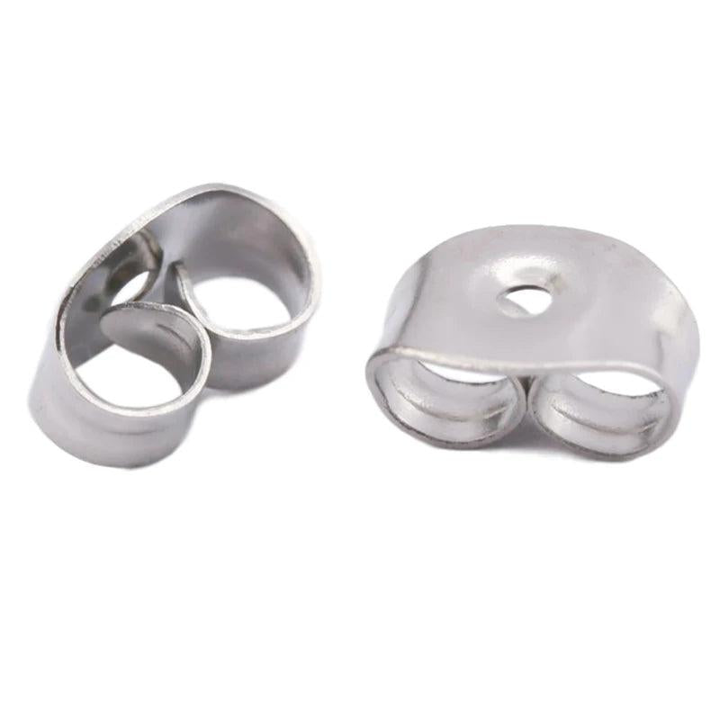 200pcs Stainless Steel Butterfly Earrings Back Stopper Studs