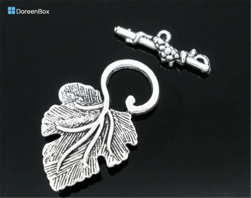 20 Sets Silver Grape Charm Toggle Clasps Findings