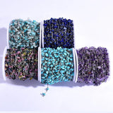 Natural Stones Stainless Steel Gem Beads Chain DIY Charms for Jewelry Making